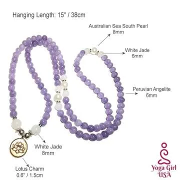 Anxiety Healing Japa Mala Necklace Natural Gemstones Handmade