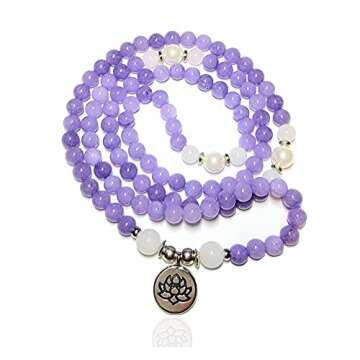 Anxiety Healing Japa Mala Necklace Natural Gemstones Handmade