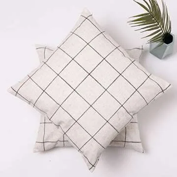 Stylish Plaid Throw Pillow Covers for Sofa Couch Bed