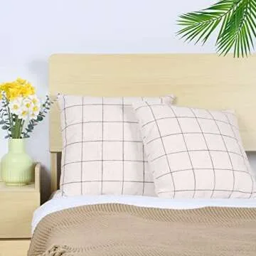 Stylish Plaid Throw Pillow Covers for Sofa Couch Bed