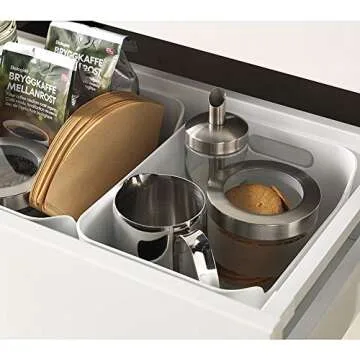 Pantry Organization And Storage Baskets, Open Storage Box Under Sink Organizers,Kitchen Cabinet and Pantry Storage Organizer Bin - two cut-out handles that make 9.4 x 6.7 x 4.3 Inches (White)