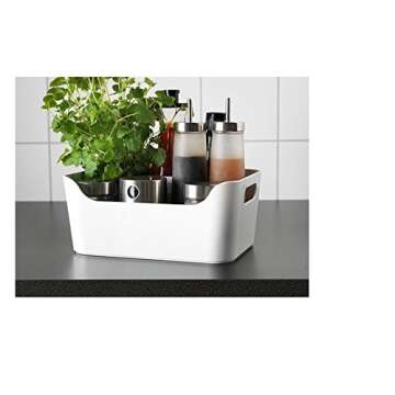 Pantry Organization And Storage Baskets, Open Storage Box Under Sink Organizers,Kitchen Cabinet and Pantry Storage Organizer Bin - two cut-out handles that make 9.4 x 6.7 x 4.3 Inches (White)