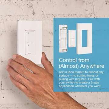 Lutron Caseta Smart Lighting Kit w/ Original Switch, Pico Remote, Wallplate, and More, for Light Bulbs, Works w/ Alexa, Apple Homekit, Google Home (Hub Required), 5A, Neutral Required, P-PKG1WS-WH