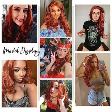 BESTUNG Long Copper Red Synthetic Lace Front Wig Heat Resistant Body Wave Lace Front Wavy Wigs Free Part Natural Hair Wig for Women 24 Inch Fashion Glueless (24 Inch, Copper Red)