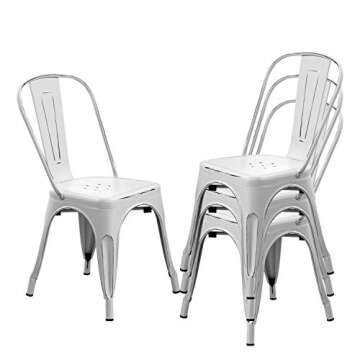 Bonzy Home Metal Dining Chairs Distressed Style, Stackable Side Chairs with Back, Indoor Outdoor Use...