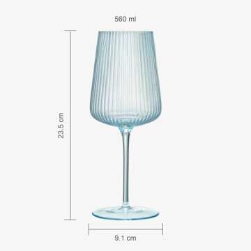 Khen Ripple Bright Colored Wine Glasses Set of 6 Elegant