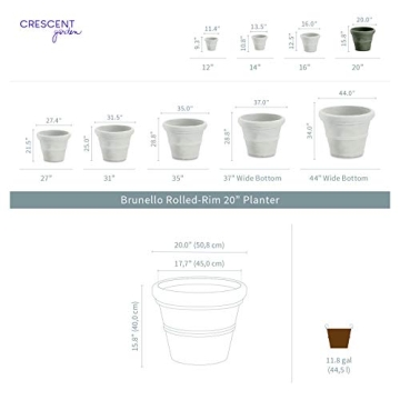 Crescent Garden Brunello Planter - 20-Inch Weathered Terracotta