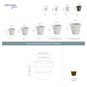 Crescent Garden Brunello Planter - 20-Inch Weathered Terracotta