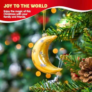 Joiedomi Hanging Ornament for Christmas Tree Decoration, Moon Blown Ornaments for Xmas Gift Holiday Party Favor Decoration