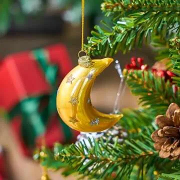 Joiedomi Hanging Ornament for Christmas Tree Decoration, Moon Blown Ornaments for Xmas Gift Holiday Party Favor Decoration