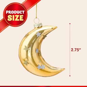 Joiedomi Hanging Ornament for Christmas Tree Decoration, Moon Blown Ornaments for Xmas Gift Holiday Party Favor Decoration