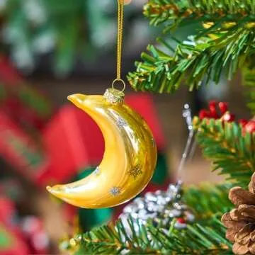 Joiedomi Hanging Ornament for Christmas Tree Decoration, Moon Blown Ornaments for Xmas Gift Holiday Party Favor Decoration