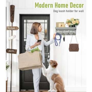 buways Key and Mail Holder Wall-Mounted,Wooden Key Rack Hanger Holder for Wall with 4 Double Key Hoo...