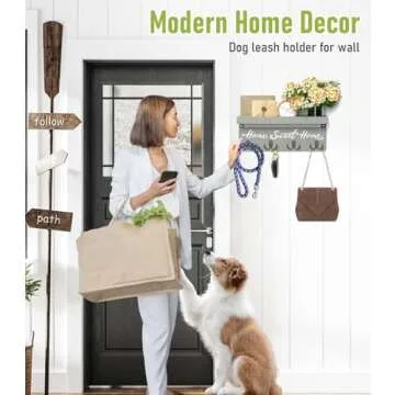 buways Key and Mail Holder Wall-Mounted,Wooden Key Rack Hanger Holder for Wall with 4 Double Key Hoo...