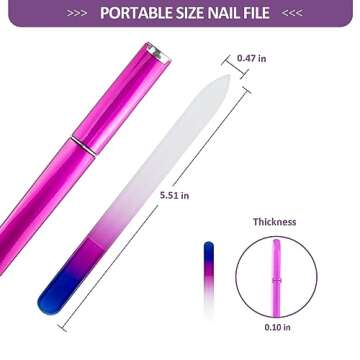EAONE Crystal Glass Nail File with Case 3 Pack, Double-Sided Etched Fingernail Files for Natural Nai...