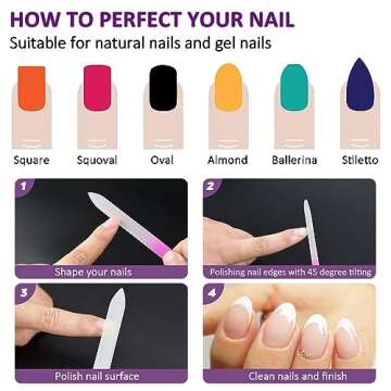 EAONE Crystal Glass Nail File with Case 3 Pack, Double-Sided Etched Fingernail Files for Natural Nails Professional Footnail Care Tool, Stocking Stuffers for Women Girls Gifts