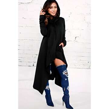 Xuan2Xuan3 Womens Kangaroo Pocket Hoodie Dress - Black