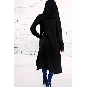 Xuan2Xuan3 Womens Kangaroo Pocket Hoodie Dress - Black
