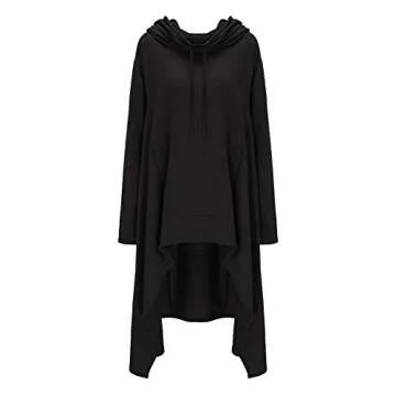 Xuan2Xuan3 Womens Kangaroo Pocket Hoodie Dress - Black