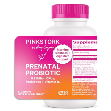 Pink Stork Prenatal Probiotics for Women with Vitamin B6 and Prebiotics - Morning Sickness, Gut Micr...