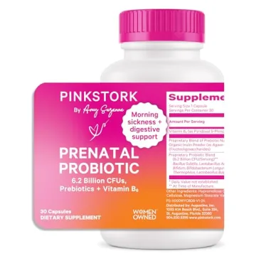 Pink Stork Prenatal Probiotics for Women with Vitamin B6 and Prebiotics - Morning Sickness, Gut Micr...