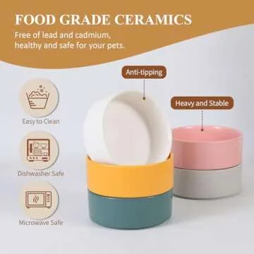 Elevated Ceramic Cat Bowl with Bamboo Stand for Pets