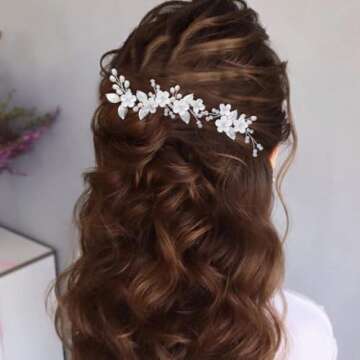 Casdre Flower Bridal Hair Pins Pearl Bride Wedding Hair Accessories Rhinestone Hair Piece for Women ...