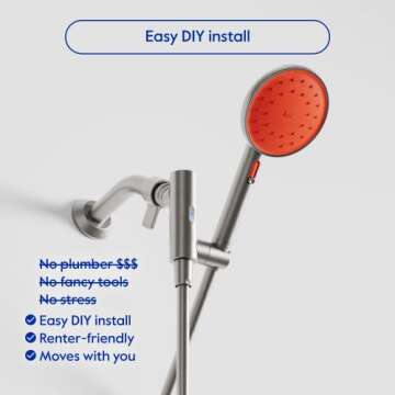 hai Smart Shower Head, Bluetooth Handheld Water Saving Showerhead with Adjustable High Pressure to Spa-Like Mist, Stainless Steel, Easy Installation, Customizable LED Lights, Persimmon, 1.8 GPM