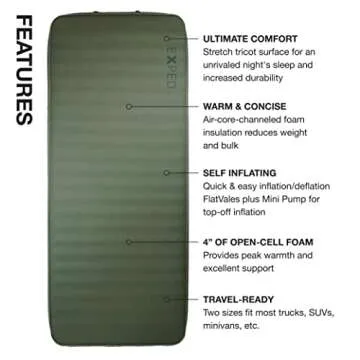 Exped MegaMat 10 - Self Inflating Camping Bed, 4" Thick