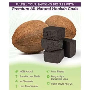 eCoal Natural Premium Coconut Hookah Sisha Charcoal Coal 120 Pcs