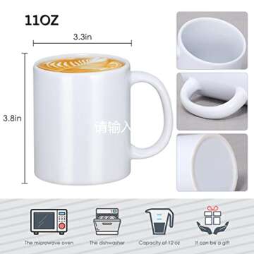 DANALLAN Premium Sublimation Mugs - Set of 12 White Ceramic Cups for Custom Designs
