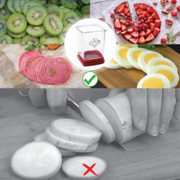 365Home Cup Slicer, Fruit and Vegetable Fast Slicer, Stainless Steel Fruit Slicer Cup Egg Slicer, Strawberry Cutter, Quickly Making Fruit Vegetable Salad Banana Slicer (2 Packs)