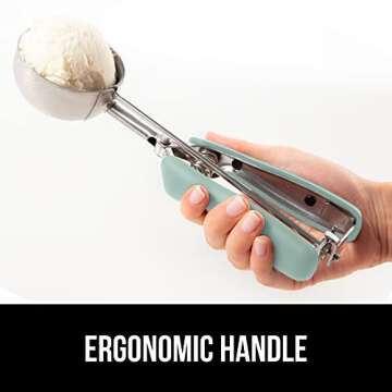 GORILLA GRIP Stainless Steel Cookie Scoop for Baking, 1 TBSP, Multipurpose Melon Baller, Meatball Spring Scoops, Perfect Portion Sizes, Easy Food Release, Scooper Size 60, BPA-Free Kitchen Tool, Mint