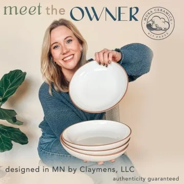 Mora Ceramic Large Pasta Bowls Set of 4 - Durable & Safe