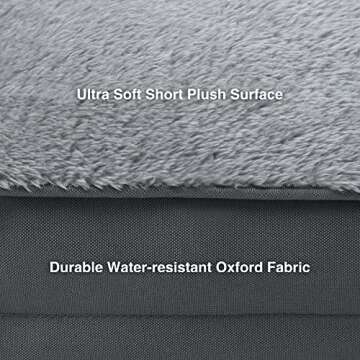 Orthopedic Dog Bed Waterproof Deluxe Plush Dog Beds with Removable Washable Cover Anti-Slip Bottom Pet Sleeping Mattress for Large, Medium, Jumbo, Small Dogs, 35 x 22 inch, Gray
