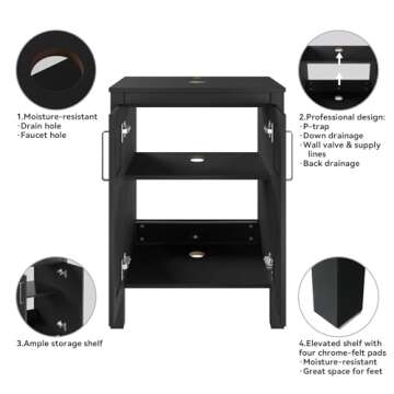 YOURLITE 24" White Bathroom Vanity