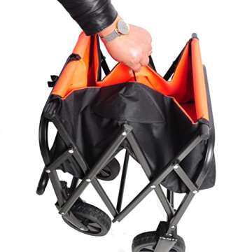 Foldable Garden Beach Cart, Perfect for Shopping and Outdoor Adventure - Mini Portable Wagon with Sturdy and Durable Design (Black+Yellow)