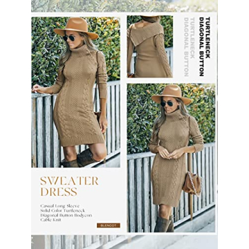 Buy BLENCOT Women’s Asymmetric Neck Sweater Dress