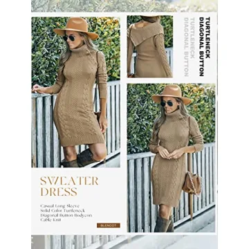 Buy BLENCOT Women’s Asymmetric Neck Sweater Dress