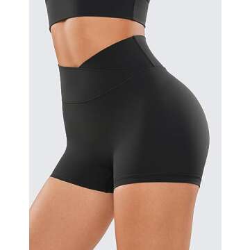 CRZ YOGA Women's Butterluxe Crossover Scrunch Butt Biker Shorts - Luxurious Comfort & Style