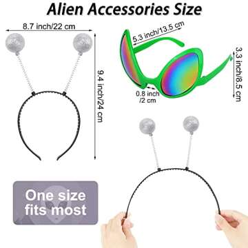 SOMSOC 2 Pack Halloween Women's Metallic Drawstring Shorts Hot Shiny Sparkly Rave Yoga Pants with Alien Headband Glasses