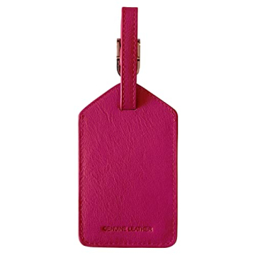 Personalized Pink Leather Luggage Tags Monogrammed 2 Pack