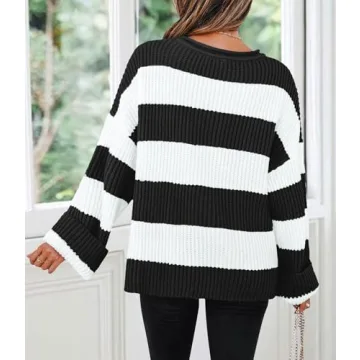 Buy ZESICA Women's Oversized Striped Color Block Sweater