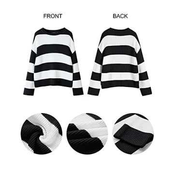 Buy ZESICA Women's Oversized Striped Color Block Sweater