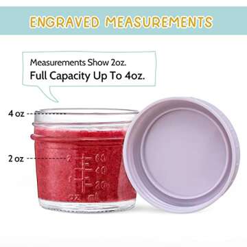 VITEVER 6 Pack Glass Baby Food Storage Containers - 4 oz Baby Food Storage Jars With Lids, Baby Food Maker, Microwave, Dishwasher & Freezer Safe