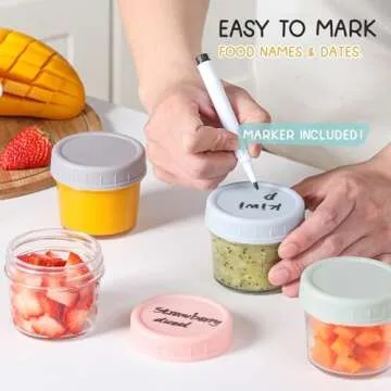 VITEVER 6 Pack Glass Baby Food Storage Containers - 4 oz Baby Food Storage Jars With Lids, Baby Food Maker, Microwave, Dishwasher & Freezer Safe