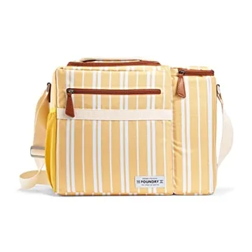Fit & Fresh Insulated Cooler Bag with Wine Holder for Travel, 24 Can Soft Sided Cooler