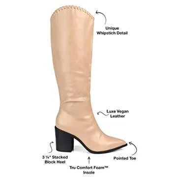 Journee Womens Daria Tru Comfort Foam Extra Wide Calf Stacked Heel Knee High Boots