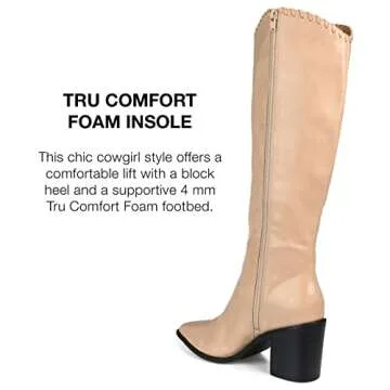 Journee Womens Daria Tru Comfort Foam Extra Wide Calf Stacked Heel Knee High Boots