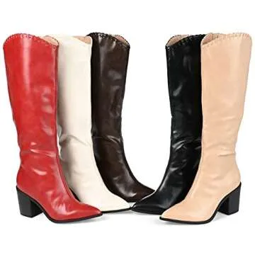 Journee Womens Daria Tru Comfort Foam Extra Wide Calf Stacked Heel Knee High Boots